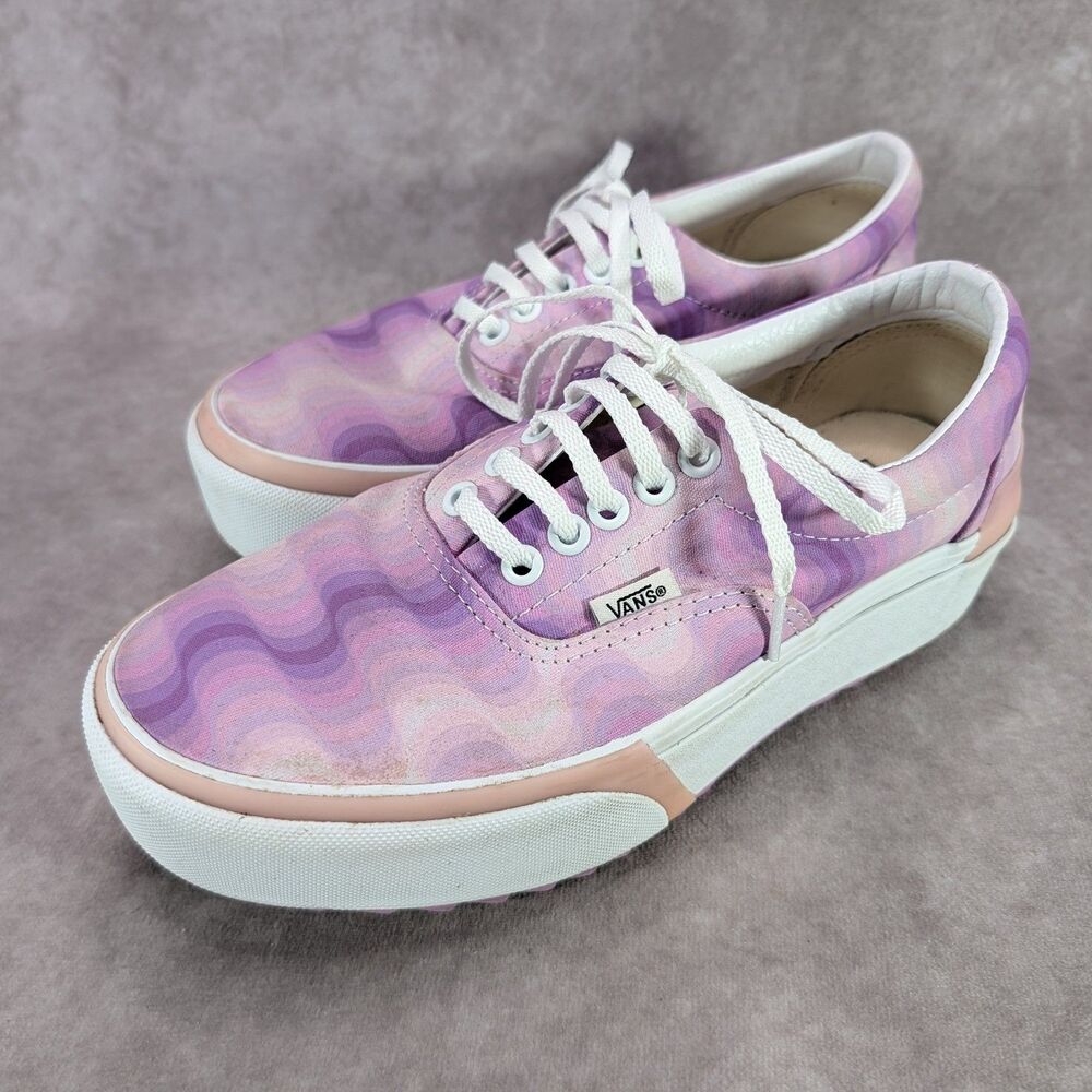 Vans Era Stacked Purple Pink Swirl Marble Platform Sneakers Women's Size 8